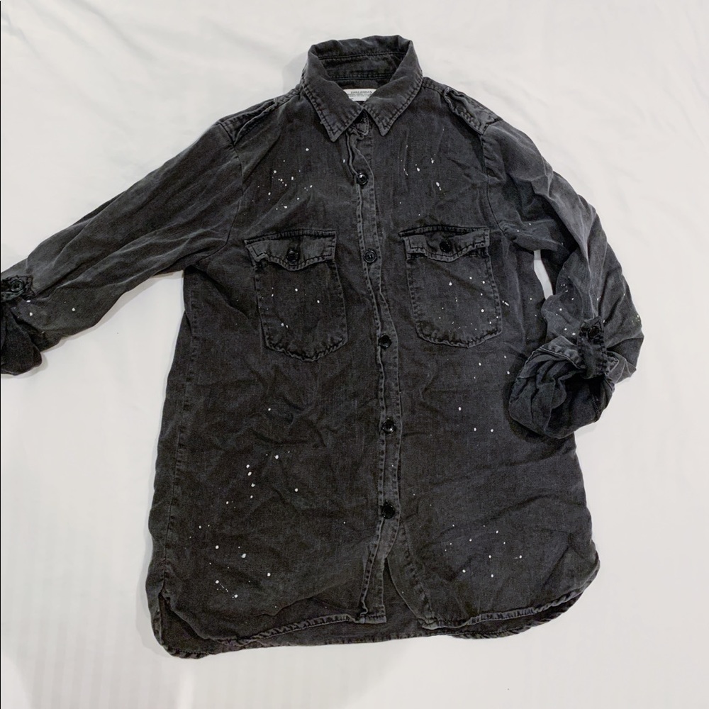 Zara women boy friend shirt destroy design chic